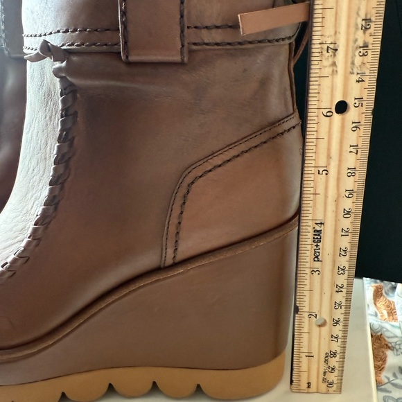 See By Chloe Tan Leather Wedge Boots - Picture 3 of 15